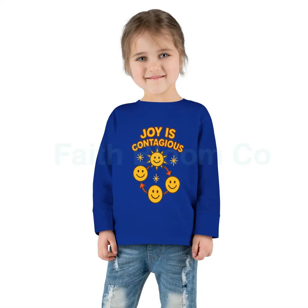 Joyful Toddler Long Sleeve Tee - Perfect for Playdates Birthdays & Family Gatherings Joy Is Contagious Happy Kids Shirt