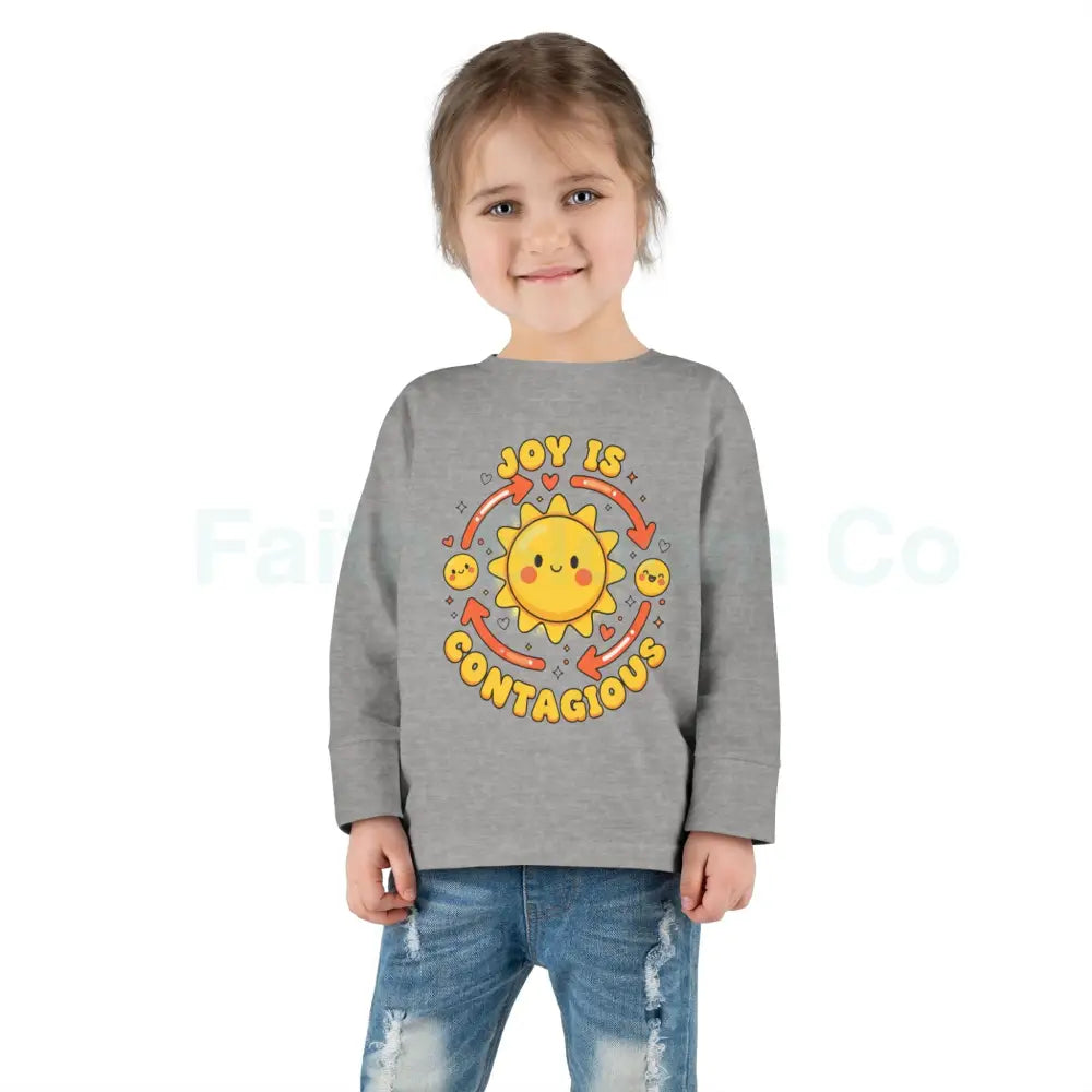 Joyful Toddler Long Sleeve Tee - Perfect for Playdates Birthdays & Family Gatherings Joy Is Contagious Happy Kids Shirt