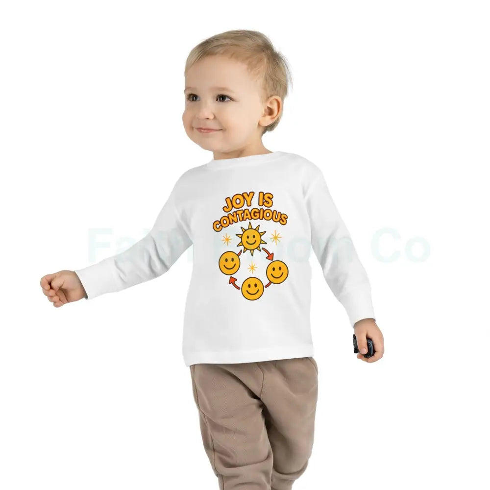 Joyful Toddler Long Sleeve Tee - Perfect for Playdates Birthdays & Family Gatherings Joy Is Contagious Happy Kids Shirt