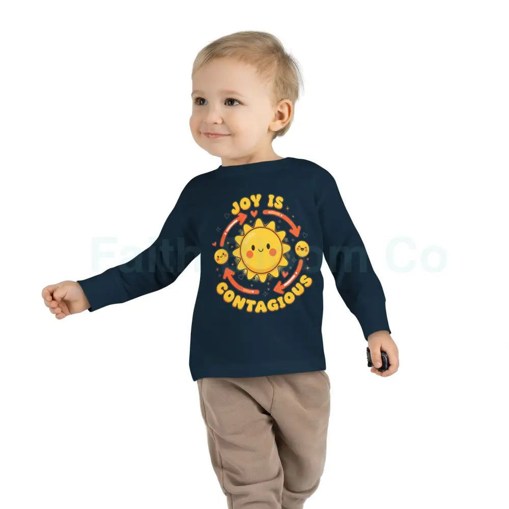 Joyful Toddler Long Sleeve Tee - Perfect for Playdates Birthdays & Family Gatherings Joy Is Contagious Happy Kids Shirt