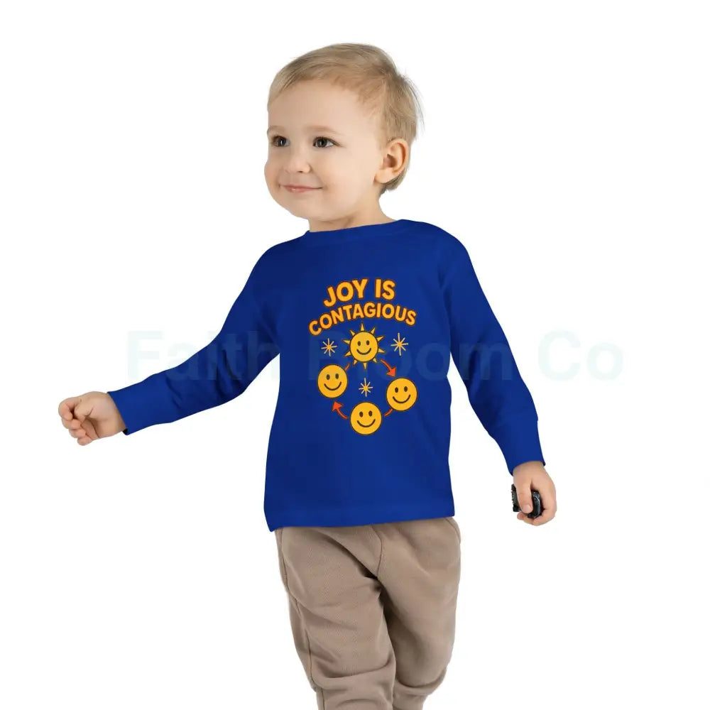 Joyful Toddler Long Sleeve Tee - Perfect for Playdates Birthdays & Family Gatherings Joy Is Contagious Happy Kids Shirt