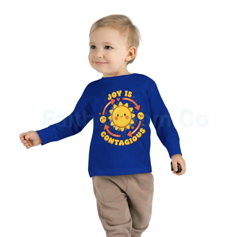 Joyful Toddler Long Sleeve Tee - Perfect for Playdates Birthdays & Family Gatherings Joy Is Contagious Happy Kids Shirt