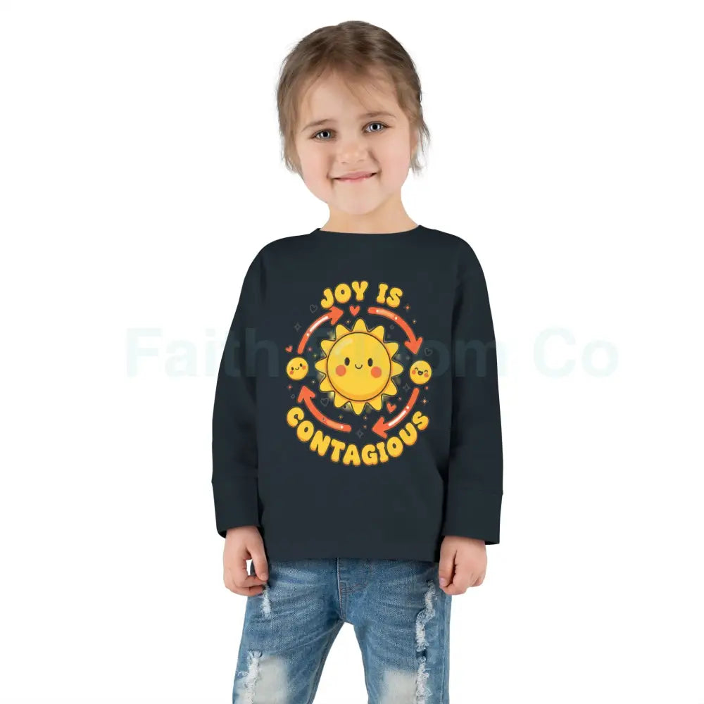 Joyful Toddler Long Sleeve Tee - Perfect for Playdates Birthdays & Family Gatherings Joy Is Contagious Happy Kids Shirt