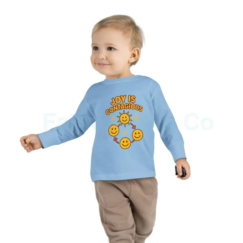 Joyful Toddler Long Sleeve Tee - Perfect for Playdates Birthdays & Family Gatherings Joy Is Contagious Happy Kids Shirt