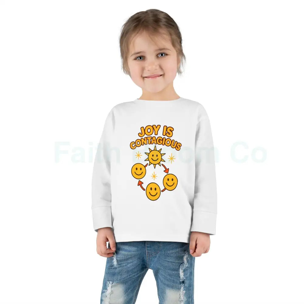 Joyful Toddler Long Sleeve Tee - Perfect for Playdates Birthdays & Family Gatherings Joy Is Contagious Happy Kids Shirt