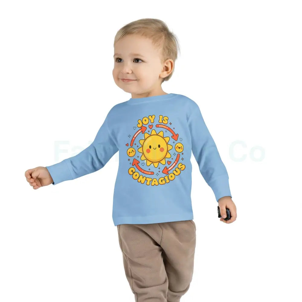 Joyful Toddler Long Sleeve Tee - Perfect for Playdates Birthdays & Family Gatherings Joy Is Contagious Happy Kids Shirt