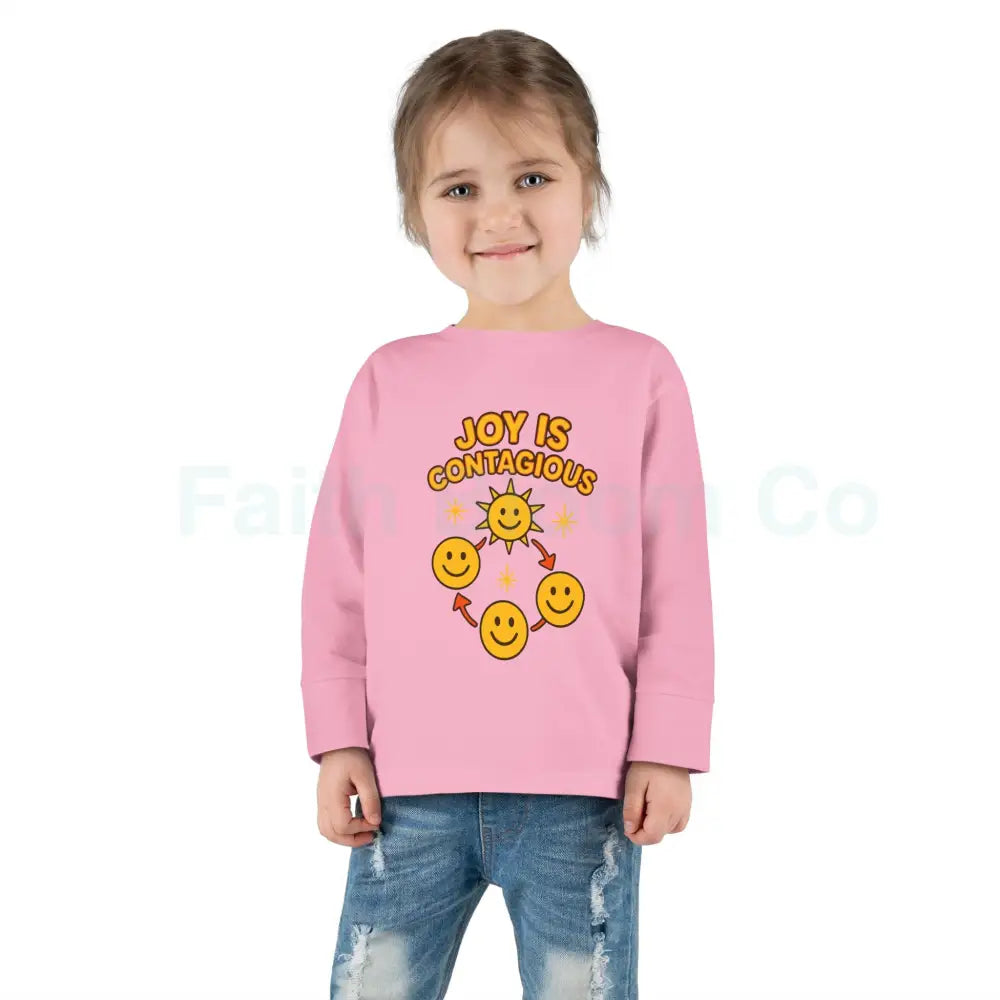 Joyful Toddler Long Sleeve Tee - Perfect for Playdates Birthdays & Family Gatherings Joy Is Contagious Happy Kids Shirt