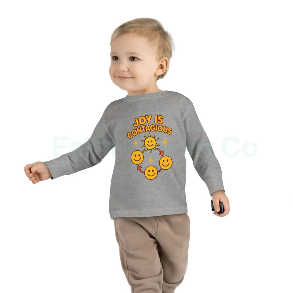 Joyful Toddler Long Sleeve Tee - Perfect for Playdates Birthdays & Family Gatherings Joy Is Contagious Happy Kids Shirt