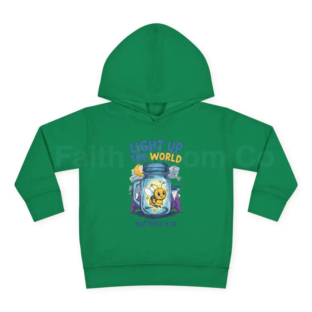Light Up the World Toddler Hoodie Inspirational Kids Fleece Cute Pullover for Boys and Girls Cozy Gift for Little Ones