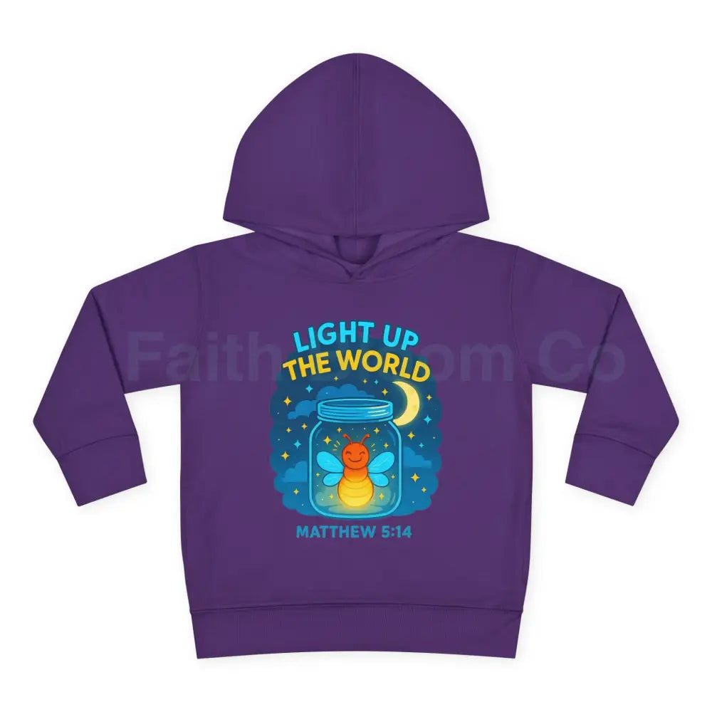 Light Up the World Toddler Hoodie Inspirational Kids Fleece Cute Pullover for Boys and Girls Cozy Gift for Little Ones