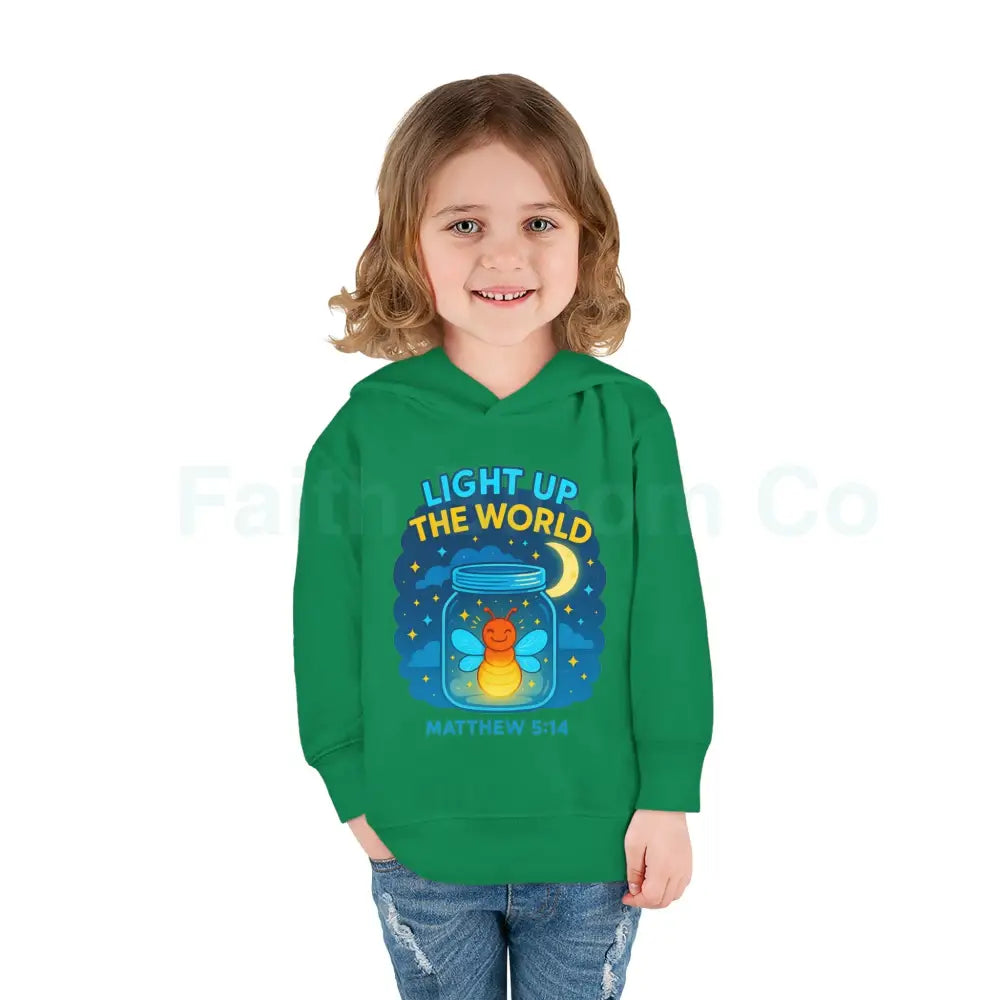 Light Up the World Toddler Hoodie Inspirational Kids Fleece Cute Pullover for Boys and Girls Cozy Gift for Little Ones