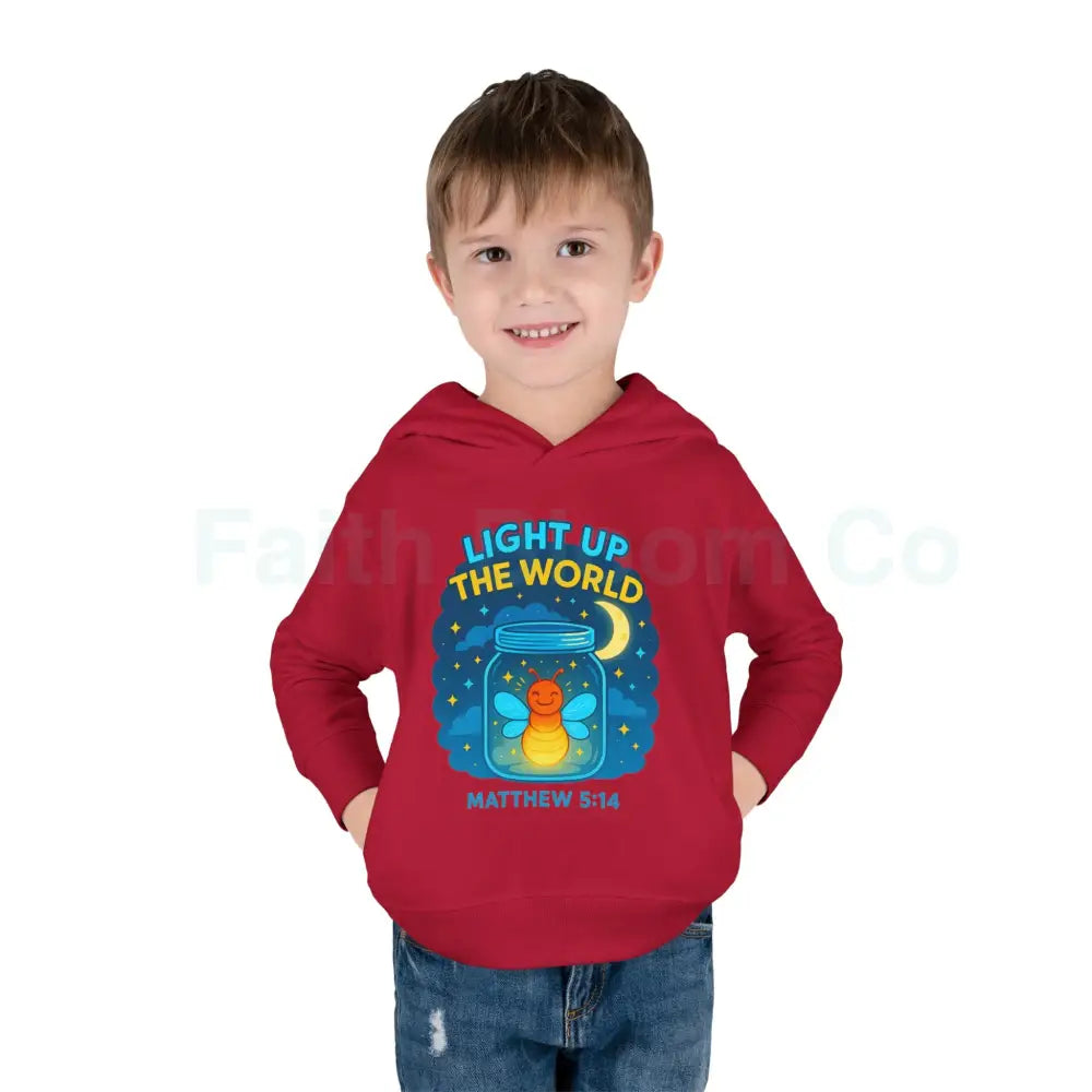 Light Up the World Toddler Hoodie Inspirational Kids Fleece Cute Pullover for Boys and Girls Cozy Gift for Little Ones