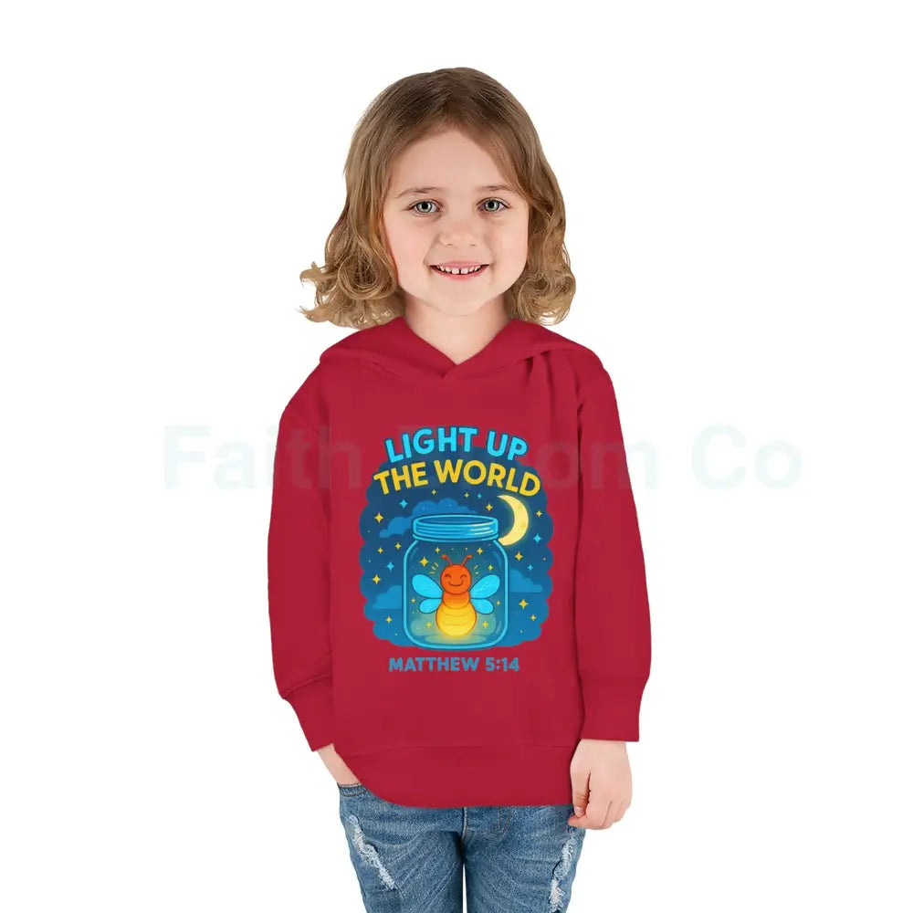 Light Up the World Toddler Hoodie Inspirational Kids Fleece Cute Pullover for Boys and Girls Cozy Gift for Little Ones