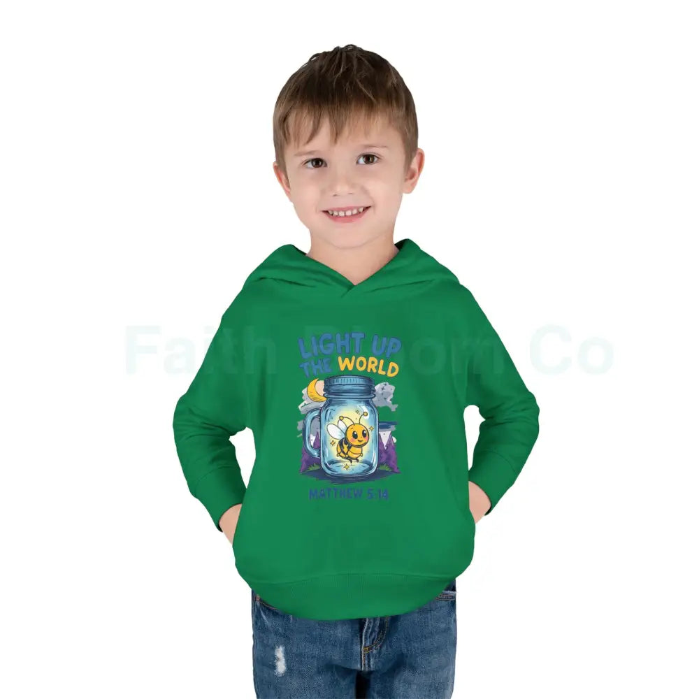 Light Up the World Toddler Hoodie Inspirational Kids Fleece Cute Pullover for Boys and Girls Cozy Gift for Little Ones