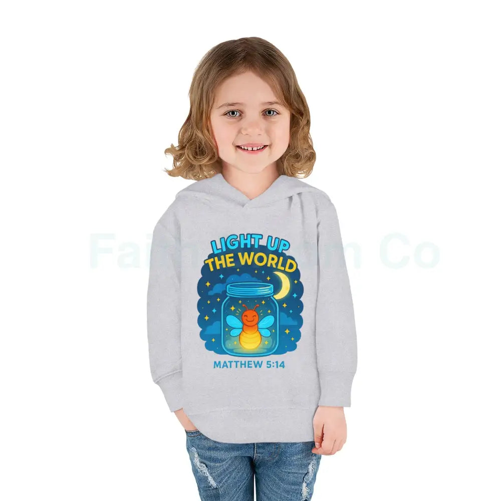 Light Up the World Toddler Hoodie Inspirational Kids Fleece Cute Pullover for Boys and Girls Cozy Gift for Little Ones