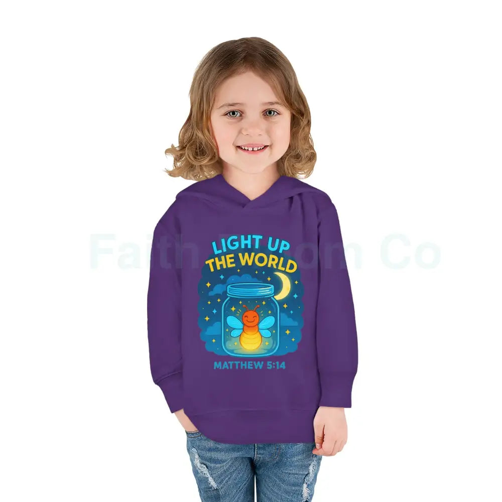 Light Up the World Toddler Hoodie Inspirational Kids Fleece Cute Pullover for Boys and Girls Cozy Gift for Little Ones