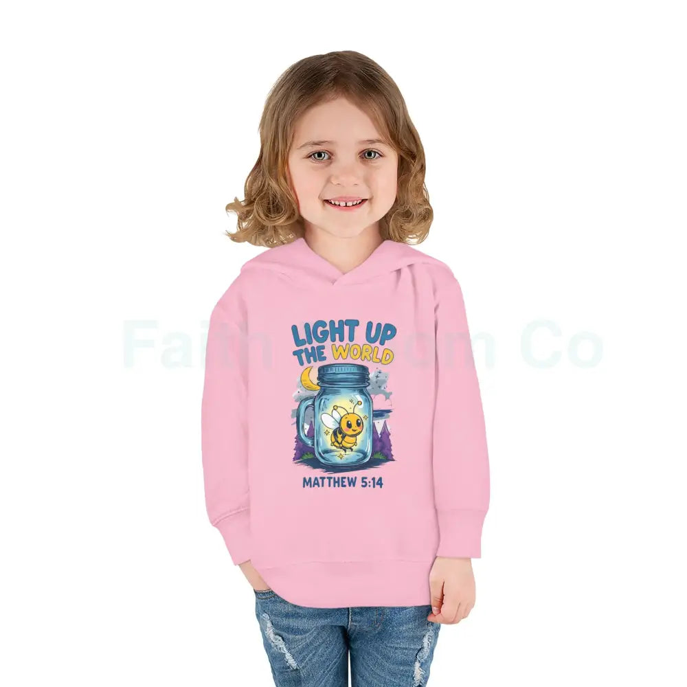 Light Up the World Toddler Hoodie Inspirational Kids Fleece Cute Pullover for Boys and Girls Cozy Gift for Little Ones