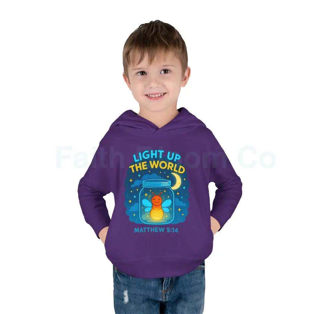 Light Up the World Toddler Hoodie Inspirational Kids Fleece Cute Pullover for Boys and Girls Cozy Gift for Little Ones