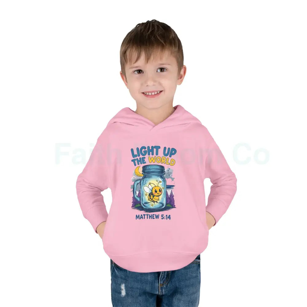 Light Up the World Toddler Hoodie Inspirational Kids Fleece Cute Pullover for Boys and Girls Cozy Gift for Little Ones