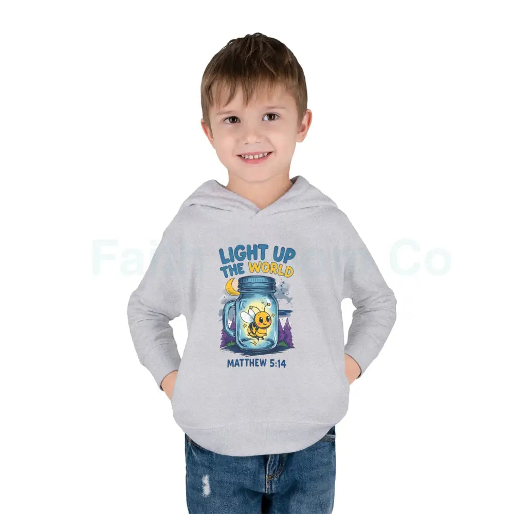 Light Up the World Toddler Hoodie Inspirational Kids Fleece Cute Pullover for Boys and Girls Cozy Gift for Little Ones