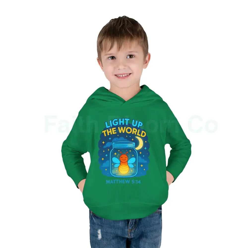 Light Up the World Toddler Hoodie Inspirational Kids Fleece Cute Pullover for Boys and Girls Cozy Gift for Little Ones