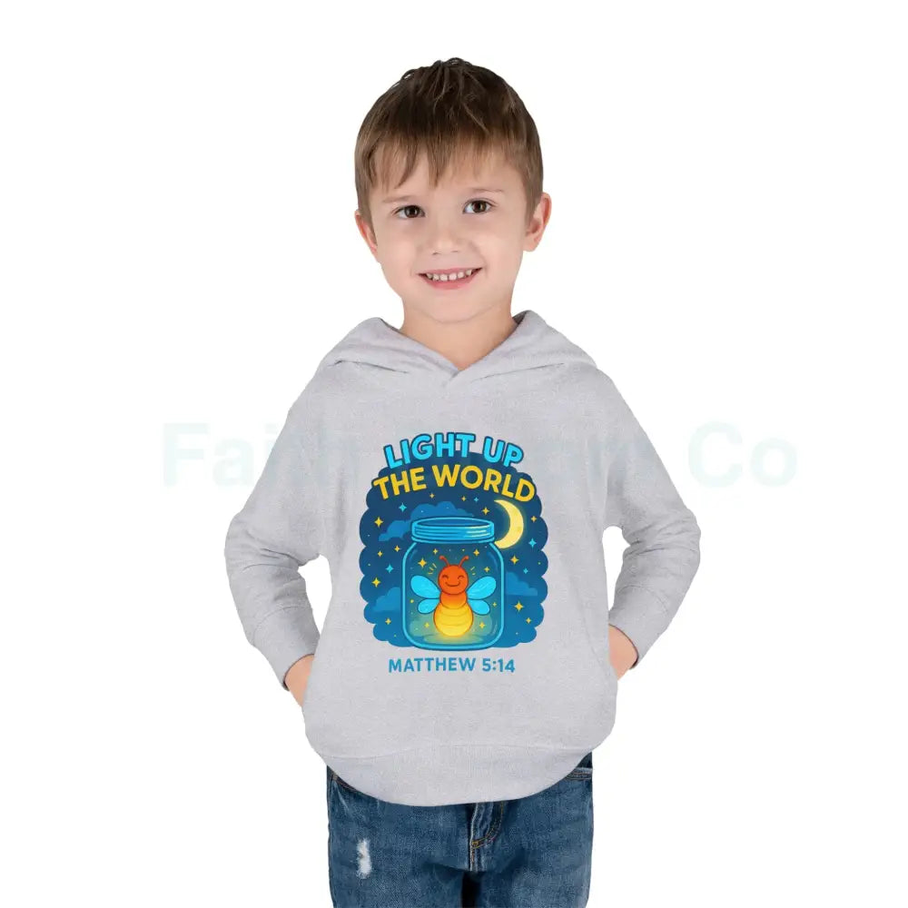 Light Up the World Toddler Hoodie Inspirational Kids Fleece Cute Pullover for Boys and Girls Cozy Gift for Little Ones