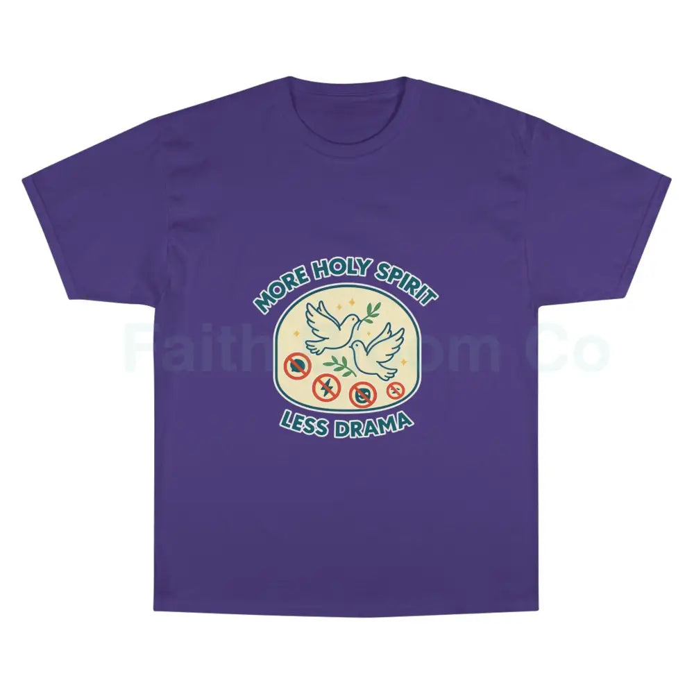 More Holy Spirit T-Shirt Funny Christian Tee Anti-Drama Shirt Faith-Based Fashion Religious Gift Casual Wear Purple / S
