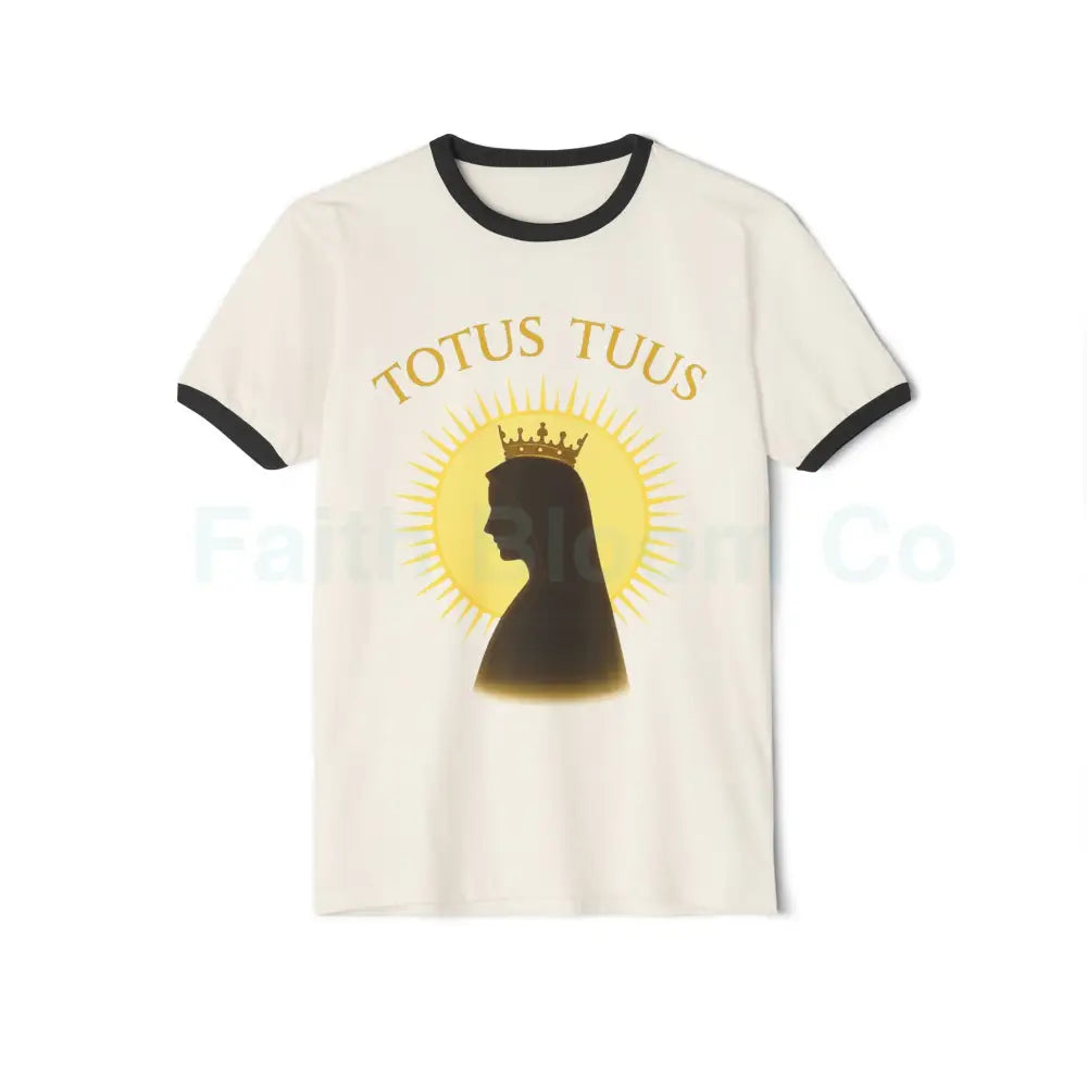 Pope John Paul II Inspired ’Totus Tuus’ Ringer Tee Natural/Black / XS T-Shirt