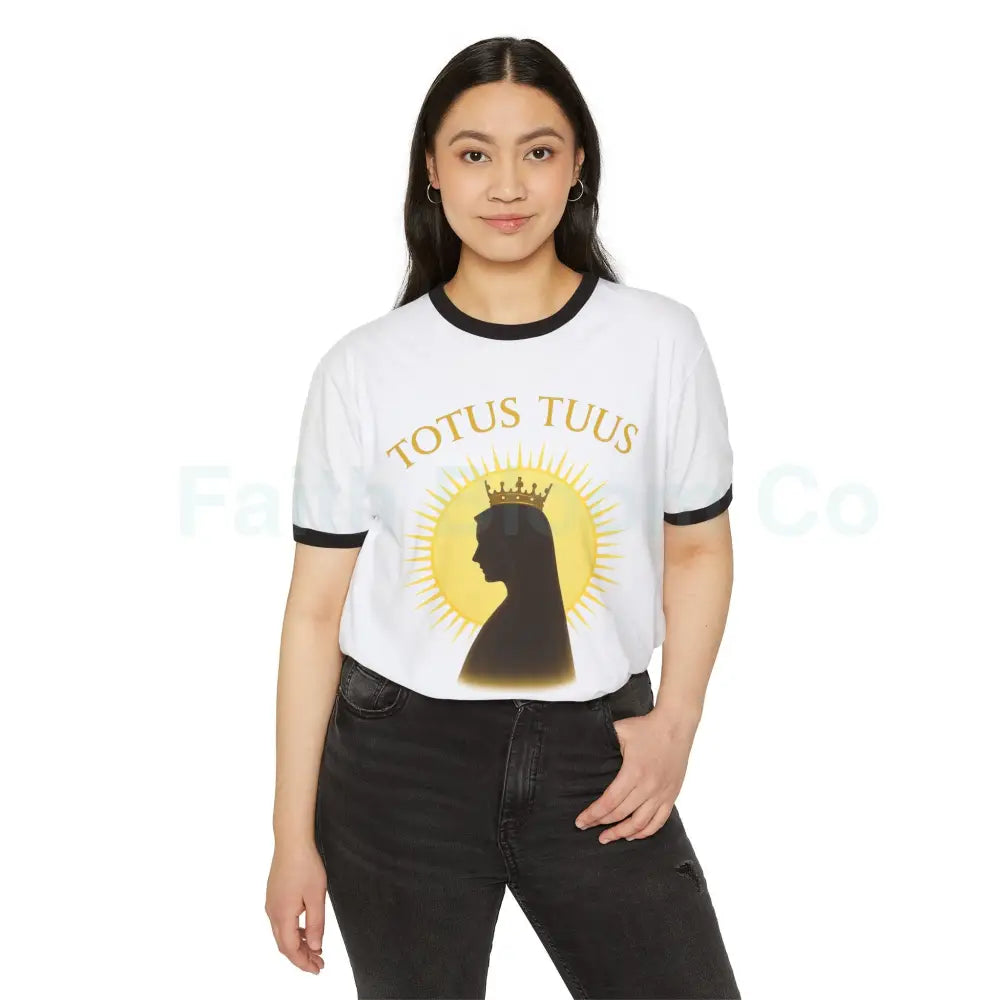 Pope John Paul II Inspired ’Totus Tuus’ Ringer Tee T-Shirt