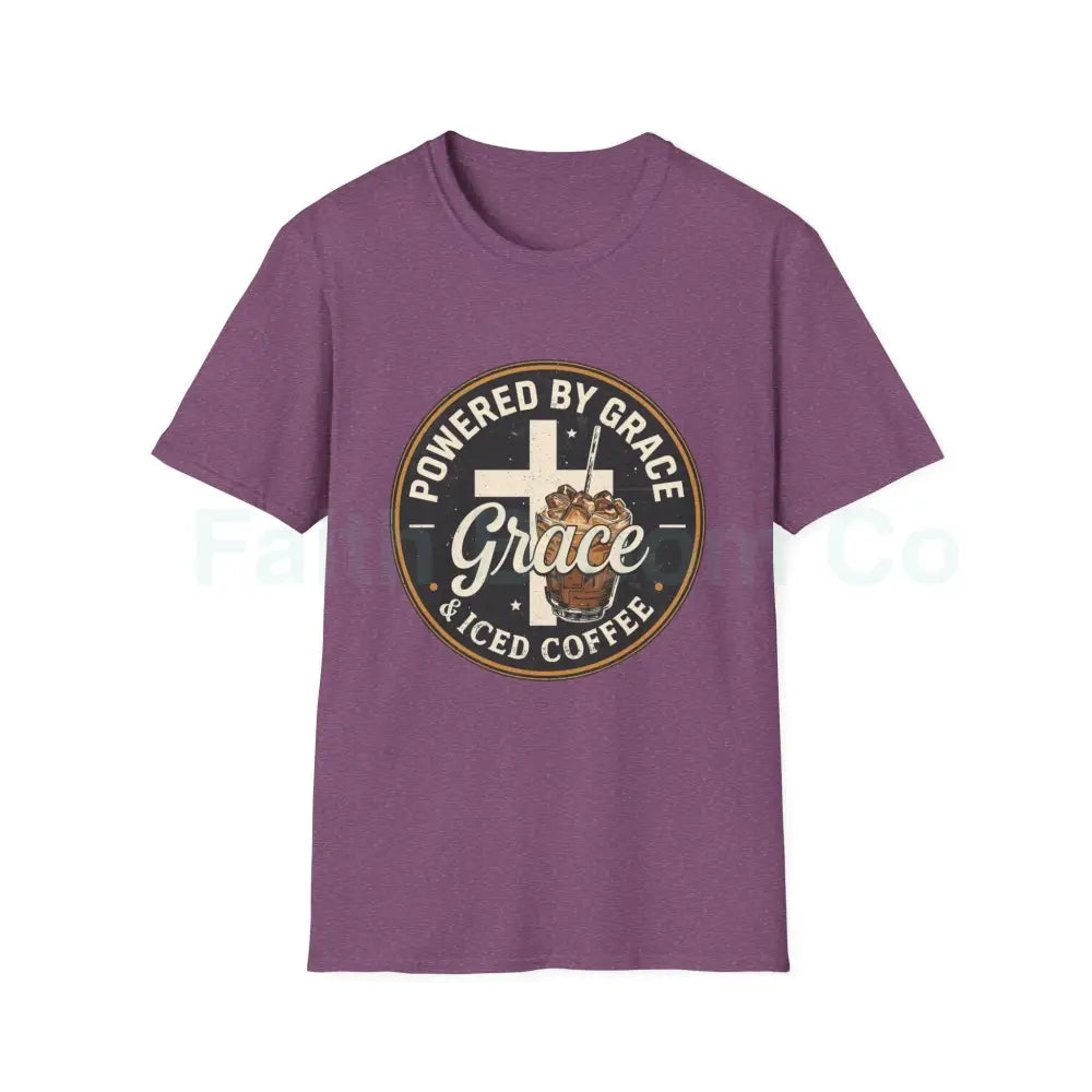 Powered by Grace & Iced Coffee T-Shirt S / Heather Maroon T-Shirt