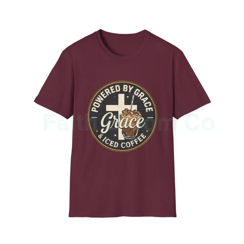 Powered by Grace & Iced Coffee T-Shirt S / Maroon T-Shirt