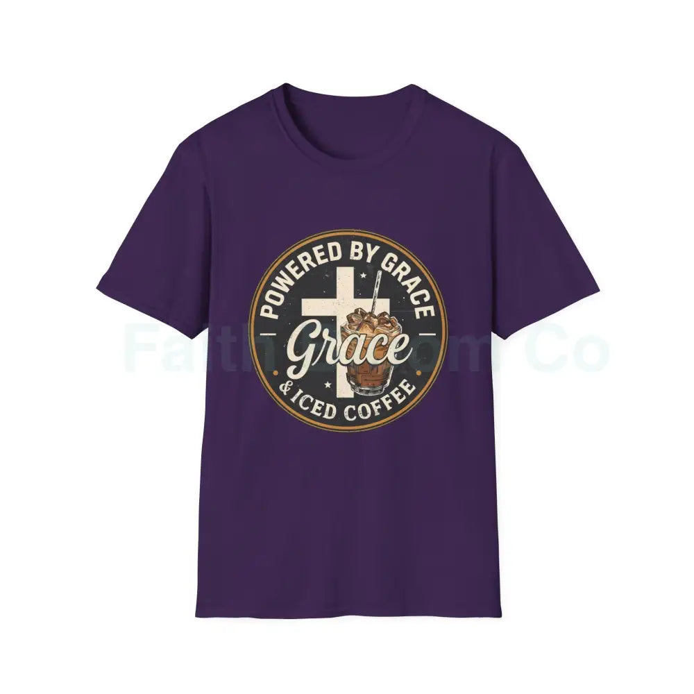 Powered by Grace & Iced Coffee T-Shirt S / Purple T-Shirt