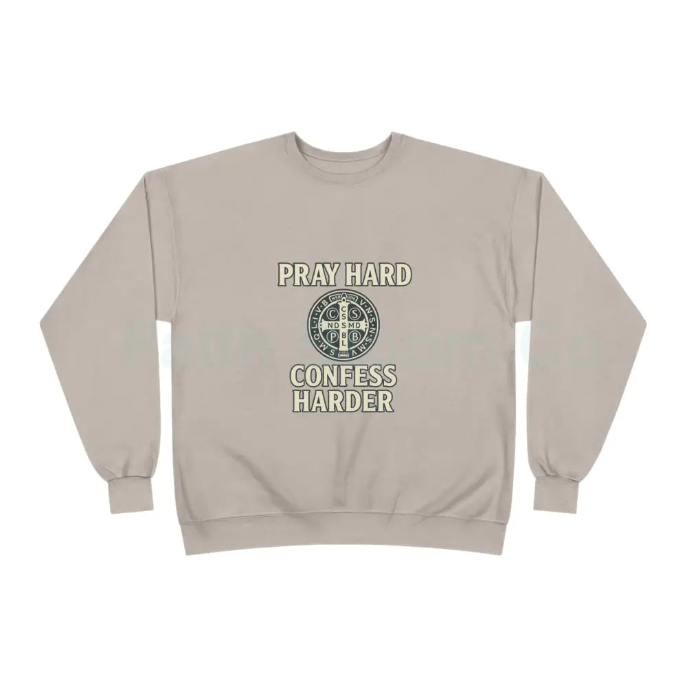 Pray Hard Confess Harder Eco-Friendly Crewneck Sweatshirt Sand / S Sweatshirt