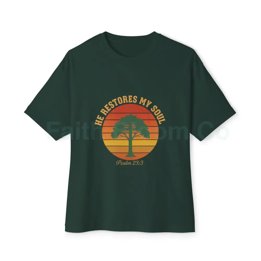 Psalm 23:3 Vintage Sunset Tee — ’He Restores My Soul’ Forest / XS T-Shirt