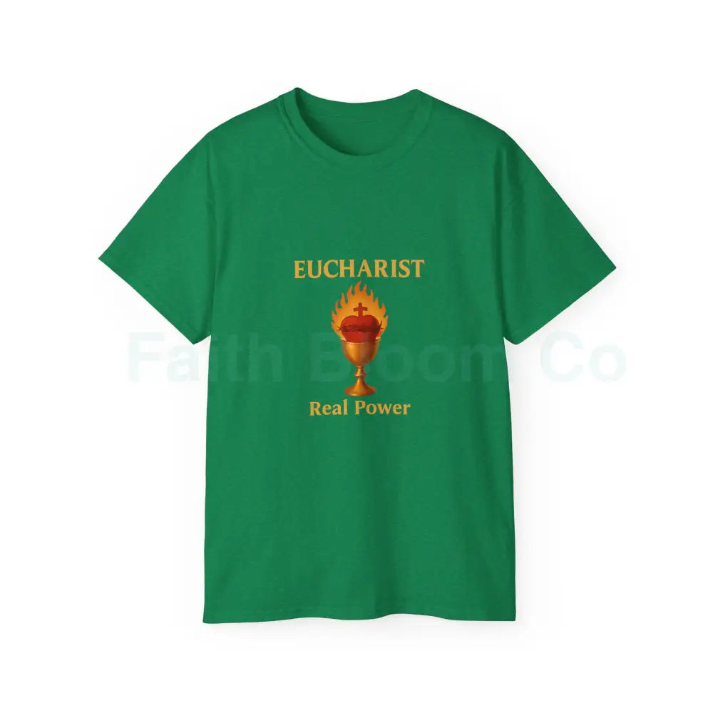 Sacred Heart & Chalice Eucharist T-Shirt Antique Irish Green / S T-Shirt