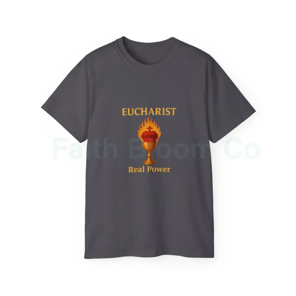 Sacred Heart & Chalice Eucharist T-Shirt Charcoal / S T-Shirt