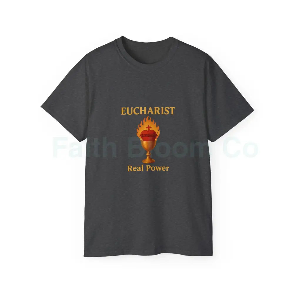Sacred Heart & Chalice Eucharist T-Shirt Dark Heather / S T-Shirt
