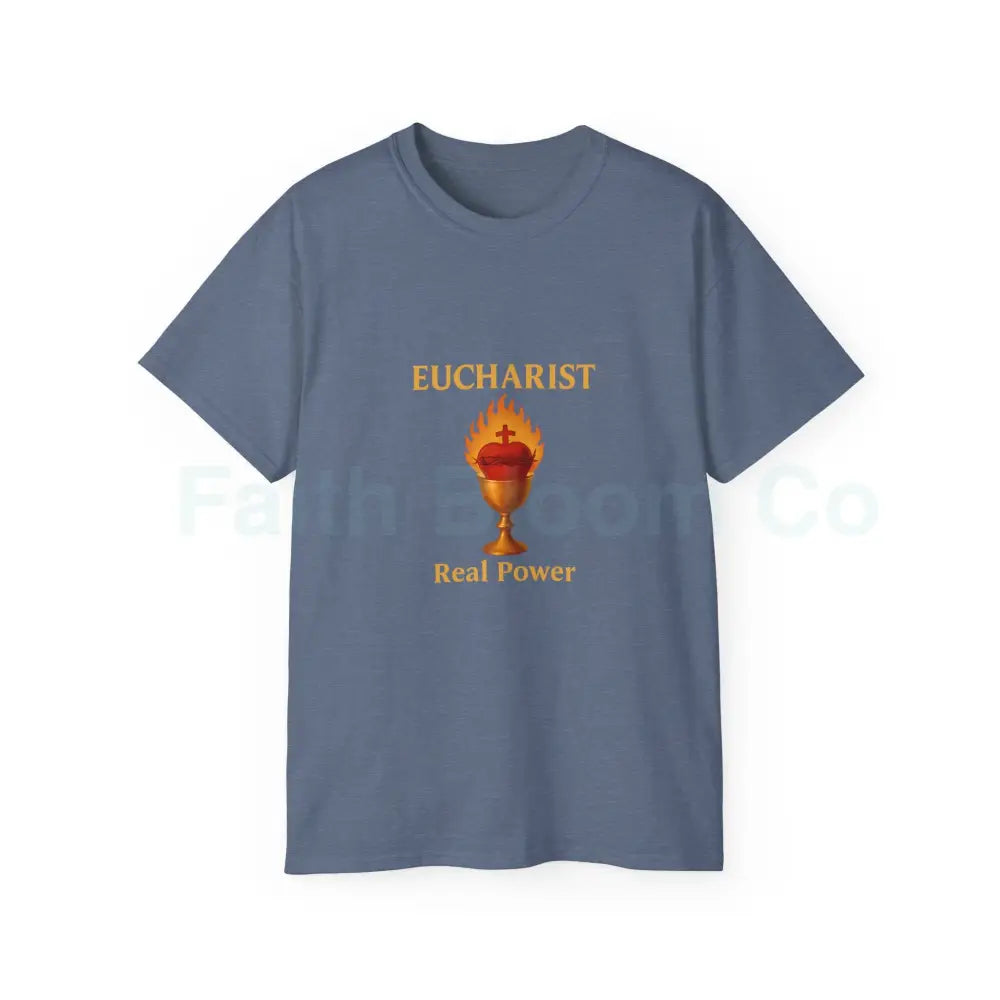 Sacred Heart & Chalice Eucharist T-Shirt Heather Indigo / S T-Shirt