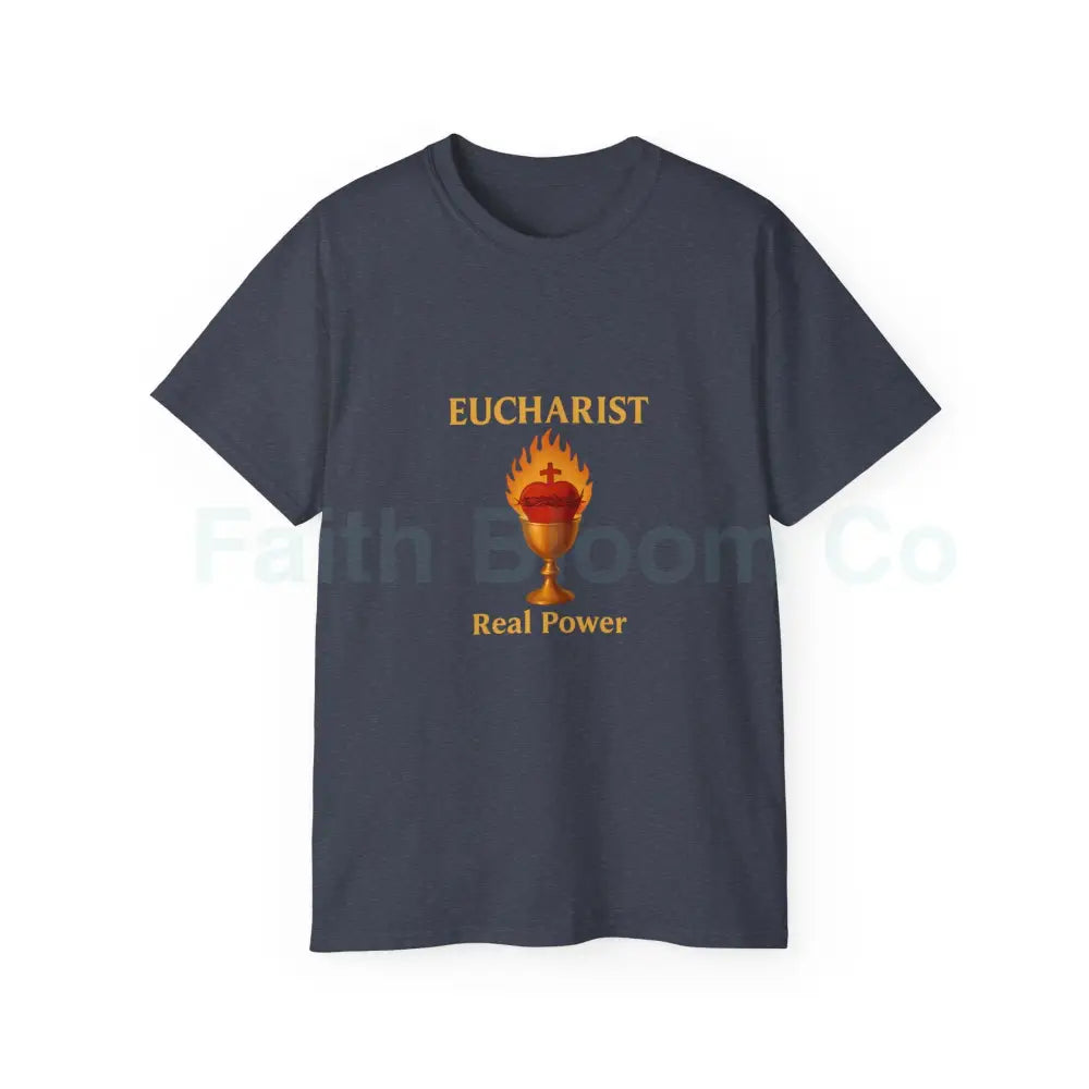 Sacred Heart & Chalice Eucharist T-Shirt Heather Navy / S T-Shirt