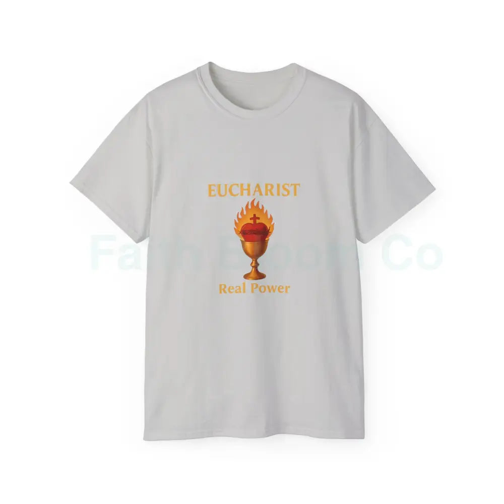 Sacred Heart & Chalice Eucharist T-Shirt Ice Grey / S T-Shirt