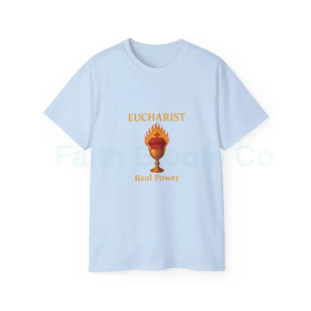 Sacred Heart & Chalice Eucharist T-Shirt Light Blue / S T-Shirt