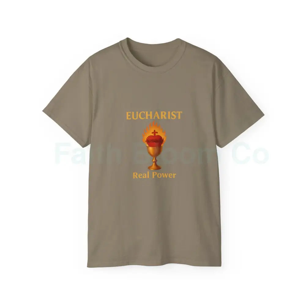 Sacred Heart & Chalice Eucharist T-Shirt Prairie Dust / S T-Shirt