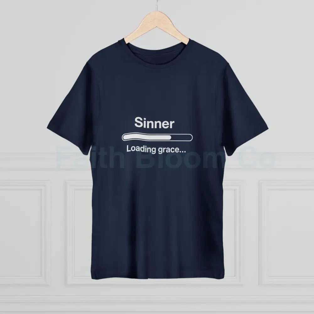 Sinner. Loading Grace… 77% T‑Shirt — Minimalist Catholic Humor Tee T-Shirt