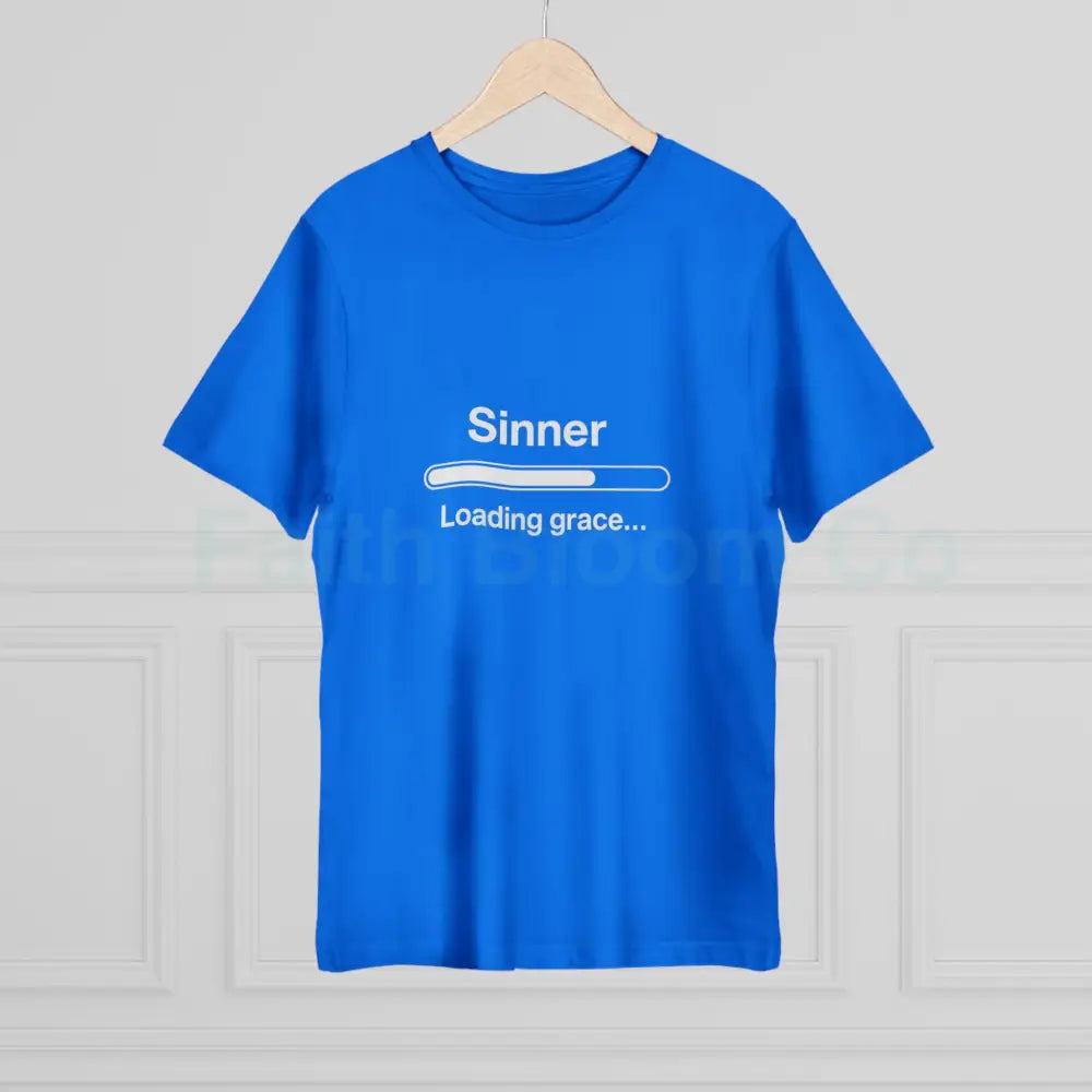 Sinner. Loading Grace… 77% T‑Shirt — Minimalist Catholic Humor Tee T-Shirt