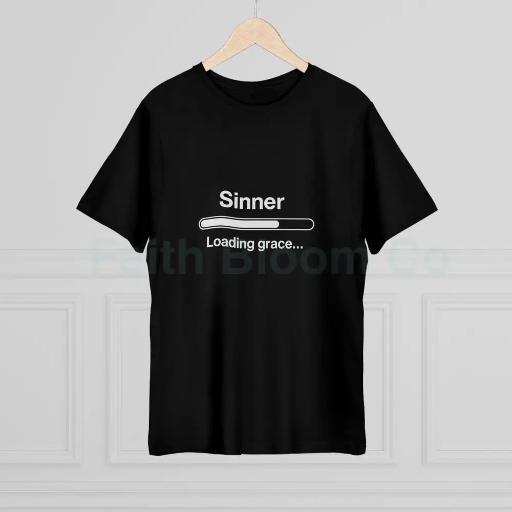 Sinner. Loading Grace… 77% T‑Shirt — Minimalist Catholic Humor Tee T-Shirt