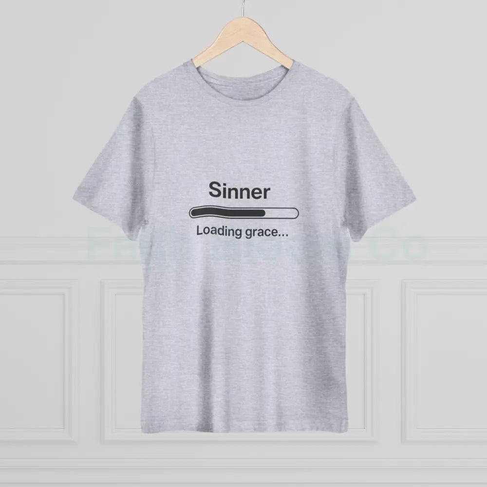 Sinner. Loading Grace… 77% T‑Shirt — Minimalist Catholic Humor Tee T-Shirt