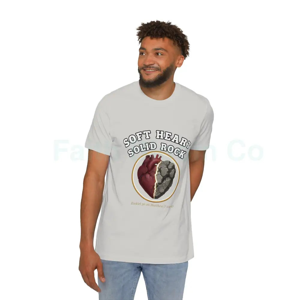 Soft Heart Solid Rock Christian T-Shirt — Ezekiel 36:26 · Matthew 7:24–25 T-Shirt