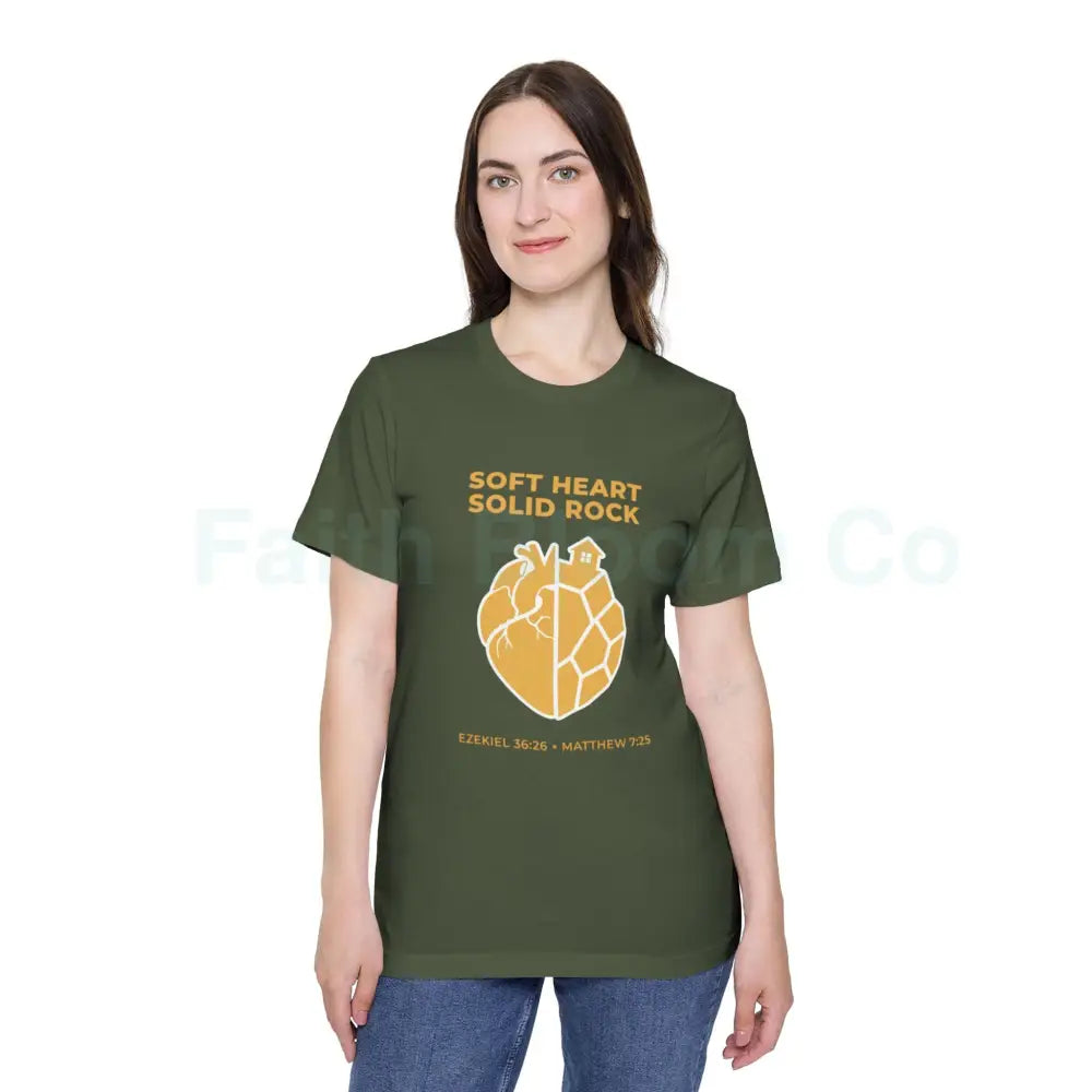 Soft Heart / Solid Rock Unisex T-Shirt Faith-Based Tee Christian Apparel Inspirational Gift Short-Sleeve Shirt USA-Made