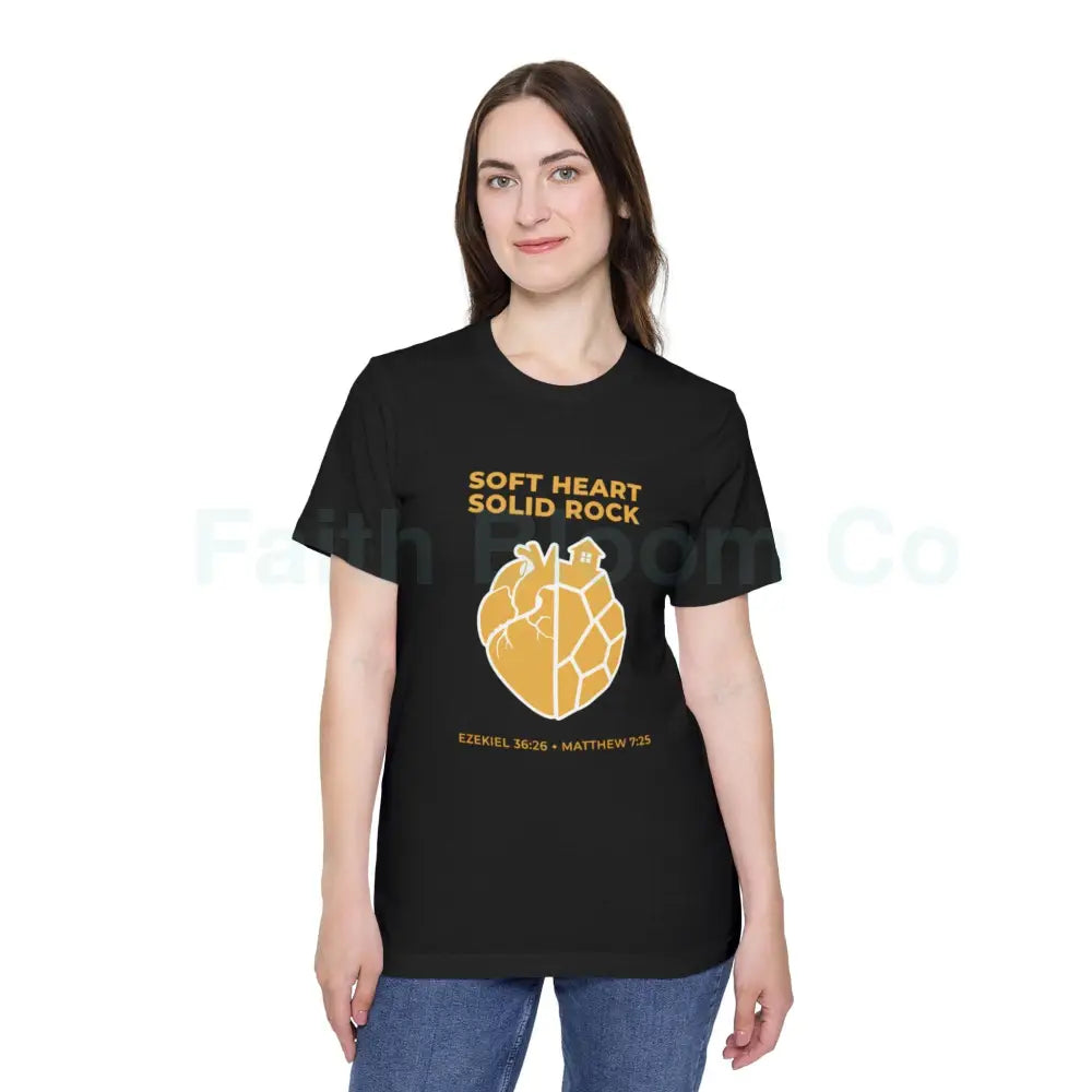 Soft Heart / Solid Rock Unisex T-Shirt Faith-Based Tee Christian Apparel Inspirational Gift Short-Sleeve Shirt USA-Made