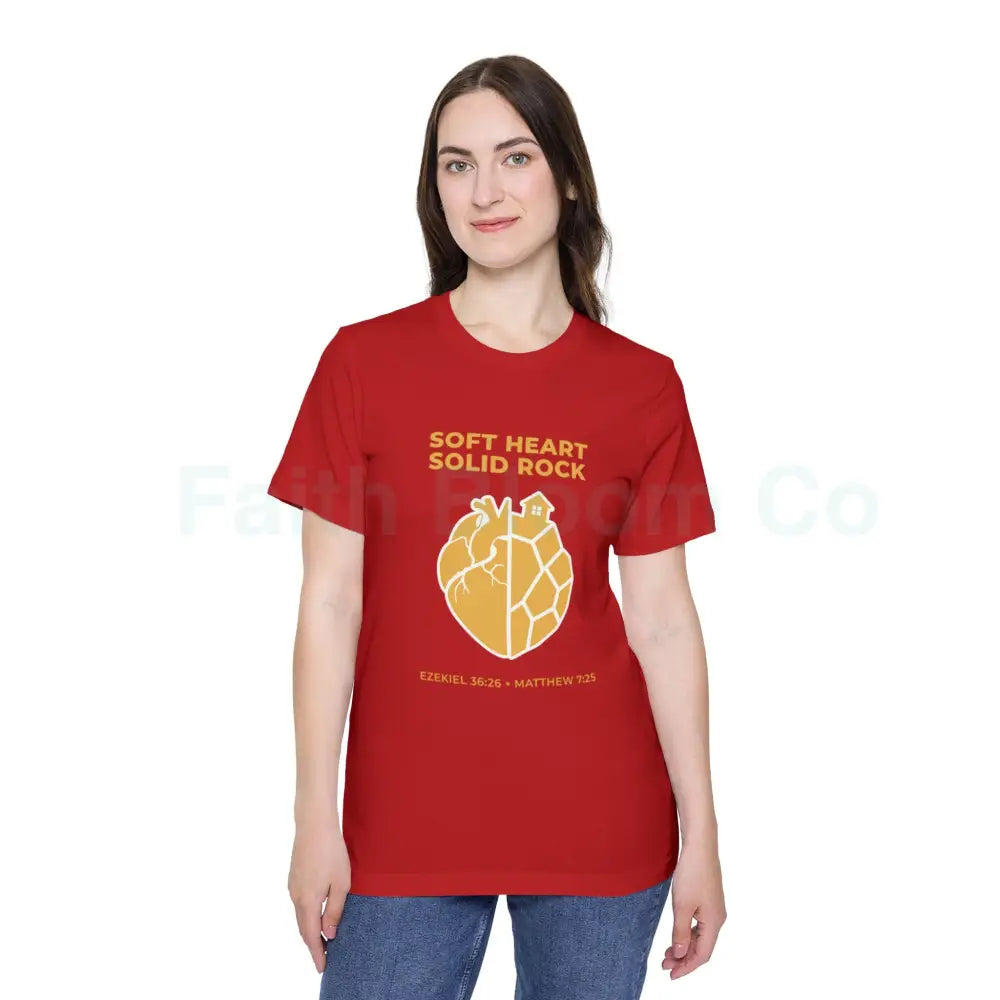 Soft Heart / Solid Rock Unisex T-Shirt Faith-Based Tee Christian Apparel Inspirational Gift Short-Sleeve Shirt USA-Made